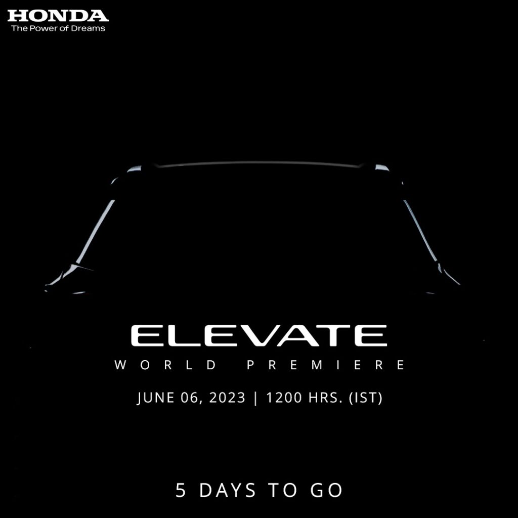 Honda Elevate teased again ahead of its global debut scheduled on 6 June